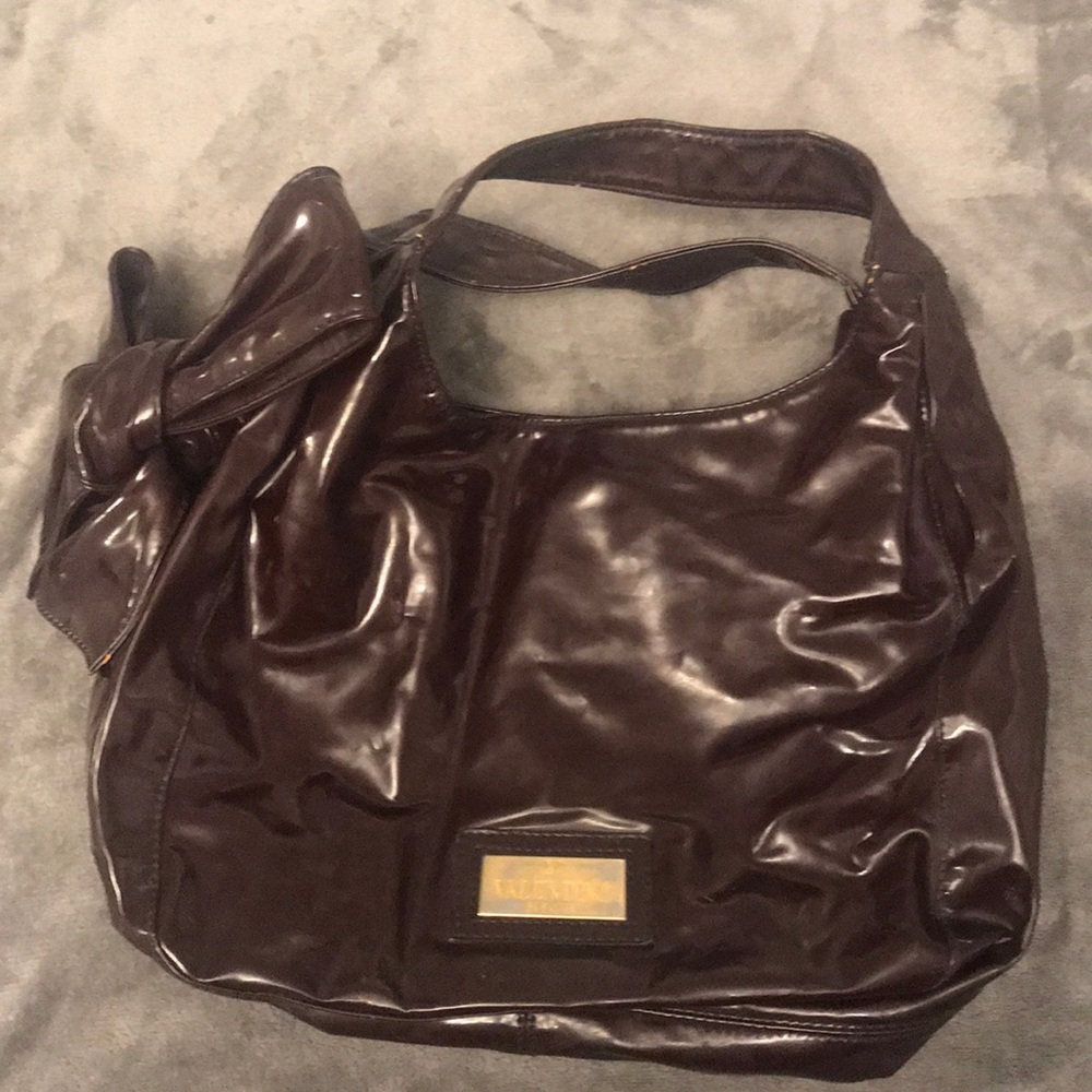 Valentino burgundy patent tote